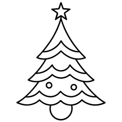 Clean Line Art Christmas Tree Design for Creative Use