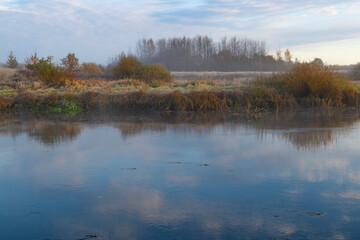 October morning on the Sorot River. Pushkin Mountains. Pskov region, Russia