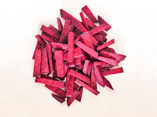 Beetroot slices top view isolated on white background