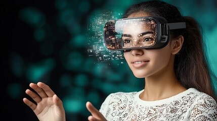 Teacher Conducting Virtual Class Using Futuristic ARVR Technology with Holographic Content