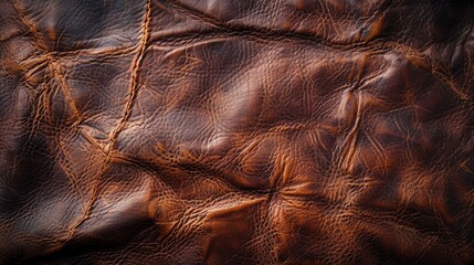 Close-up of textured brown leather.