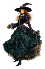 PNG A Witch illustration vintage witch.