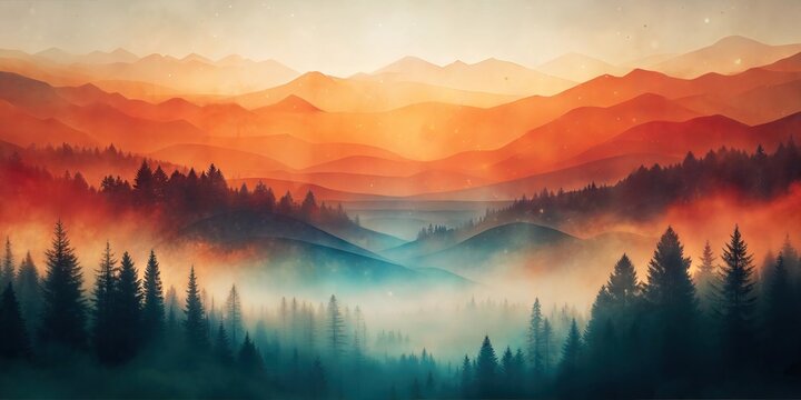 Vibrant Mountain Landscape Background: Abstract Graphic Design for Backdrops, Headers, and Posters