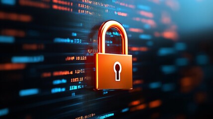 A digital padlock on a vibrant, tech-themed background represents cybersecurity and data protection in a modern, interconnected world.