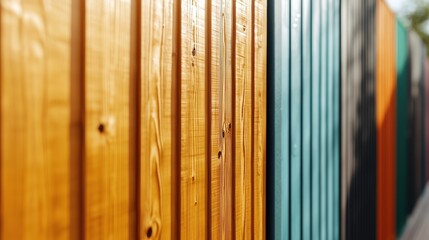 Vibrant Colorful Wood and Metal Panels in Artistic Outdoor Arrangement