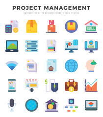 Vector Project Management types icon set in Flat style. vector illustration.