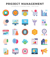 Project Management Flat icons. Vector Flat illustration.