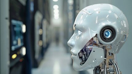 Fototapeta premium Advanced Robotic Head: A Glimpse into the Future of AI