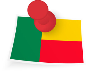 Benin Flag with Red Push Pin