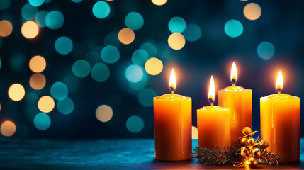 Advent Candles Burning in Serenity with Soft Background Lights