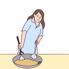 illustration of Woman Cooking food