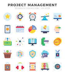 Project Management Icons Pack. Flat icons set. Flat icon collection set. Simple vector icons.