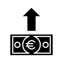 Send euro money with arrow up vector illustration, bank, business icon