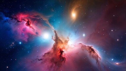 Fototapeta premium Nebula and galaxies in space. Abstract cosmos background
