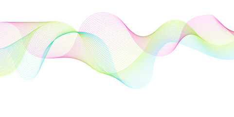 Abstract colorful soft flowing line design wave white background vector illustration.