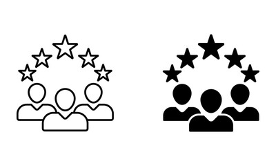 group of people and stars, illustration of achievement and award icon vector