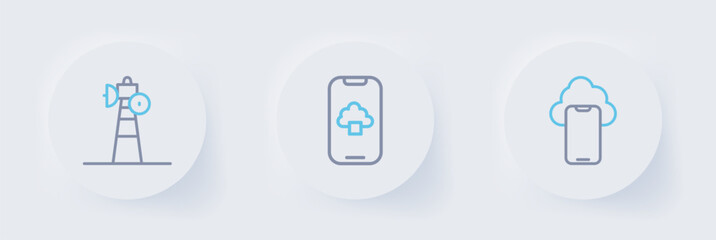 Set line Cloud technology data, and Satellite dish icon. Vector