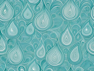 Abstract teal blue teardrop pattern seamless design.