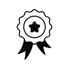 Fototapeta premium Badge Medal glyph icon with white background vector stock illustration