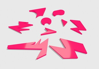 shards. 3d broken pieces with shadow. vandalism