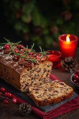 Traditional homemade Christmas loaf fruit cake