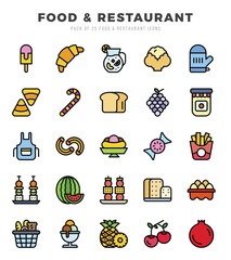 Food and Restaurant icon pack for your website. mobile. presentation. and logo design.