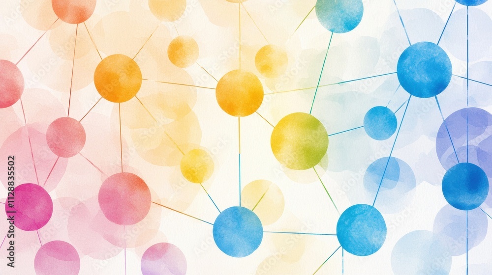 Poster colorful abstract representation of quantum computing grid with floating particles and connections