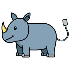 Illustration of a rhinoceros in vector flat vector cartoon