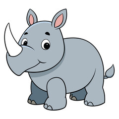 Illustration of a rhinoceros in vector flat vector cartoon