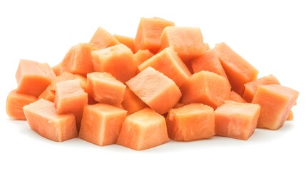 Chopped Raw Papaya isolated in white background