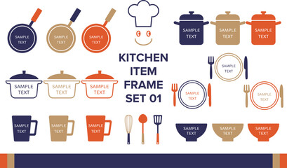 キッチンアイテムフレーム01　紺　茶色　オレンジ