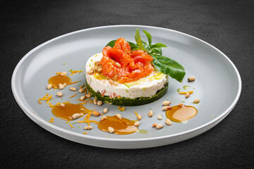 A salmon and spinach cheesecake