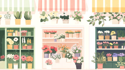 Vector Illustration of Florists and Floral Designs in Minimal Style
