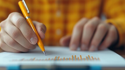 Analyzing business trends with data insights office setting document review professional environment close-up view