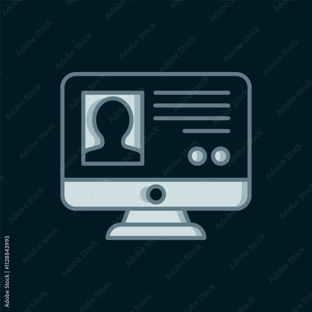 Poster line create account screen icon isolated on black background. flat filled outline style with shadow.