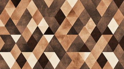 Geometric pattern of triangular shapes in varied tones of Mocha Mousse for modern mosaic design