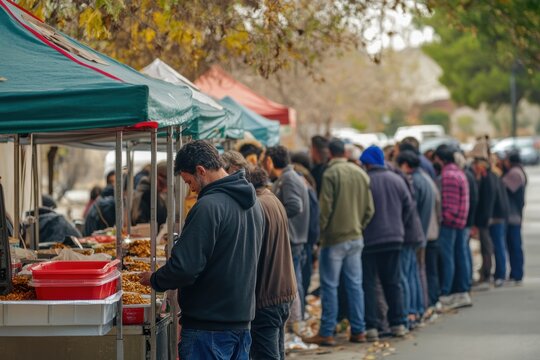 Food distribution for homeless individuals in a community outreach event