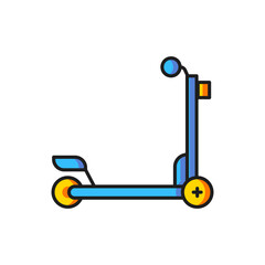 Color Scooter icon isolated on white background. Flat filled outline style with shadow. Vector