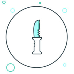 Line Military knife icon isolated on white background. Colorful outline concept. Vector