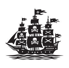 Pirate ship Silhouette vector illustration