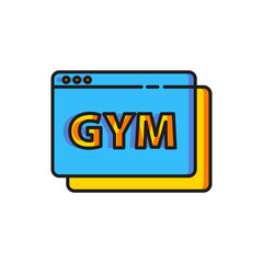 Color Online fitness and training icon isolated on white background. Flat filled outline style with shadow. Vector
