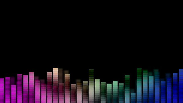 Animated Lines Audio Spectrum Music Visualizer, waveform equalizer spectrum, Music Equalizer, wave Visualization. Sound audio spectrum animation equalizer playback of sound, voice, music recording
