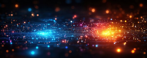 Fototapeta premium Abstract futuristic technology concept with vibrant colors and digital lights