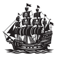 Pirate ship Silhouette vector illustration