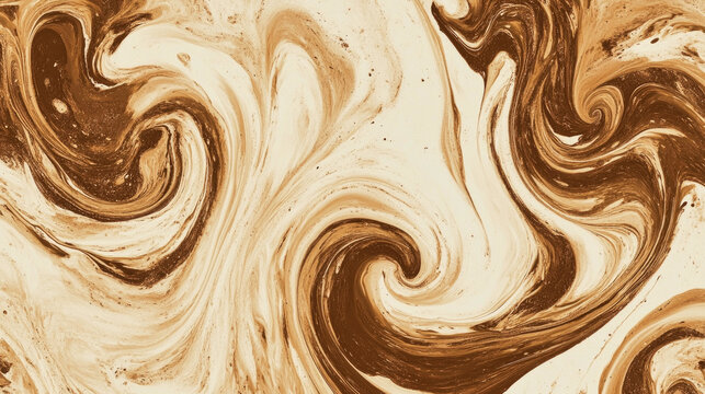 Elegant espresso swirls on mocha mousse create a sophisticated design for menus or covers