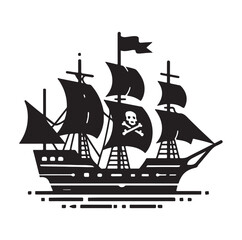 Pirate ship Silhouette vector illustration
