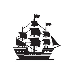 Pirate ship Silhouette vector illustration