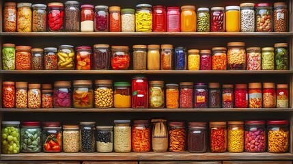 Shelves filled with categorized products selective focus on organized system realistic Fusion in a highceiling warehouse