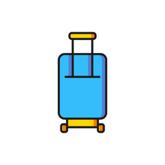 Color Suitcase for travel icon isolated on white background. Traveling baggage sign. Travel luggage icon. Flat filled outline style with shadow. Vector