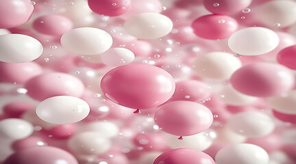 Pastel Pink and Blue Balloons Framing a Blank Square on a Colorful Background Perfect for Party Themes.